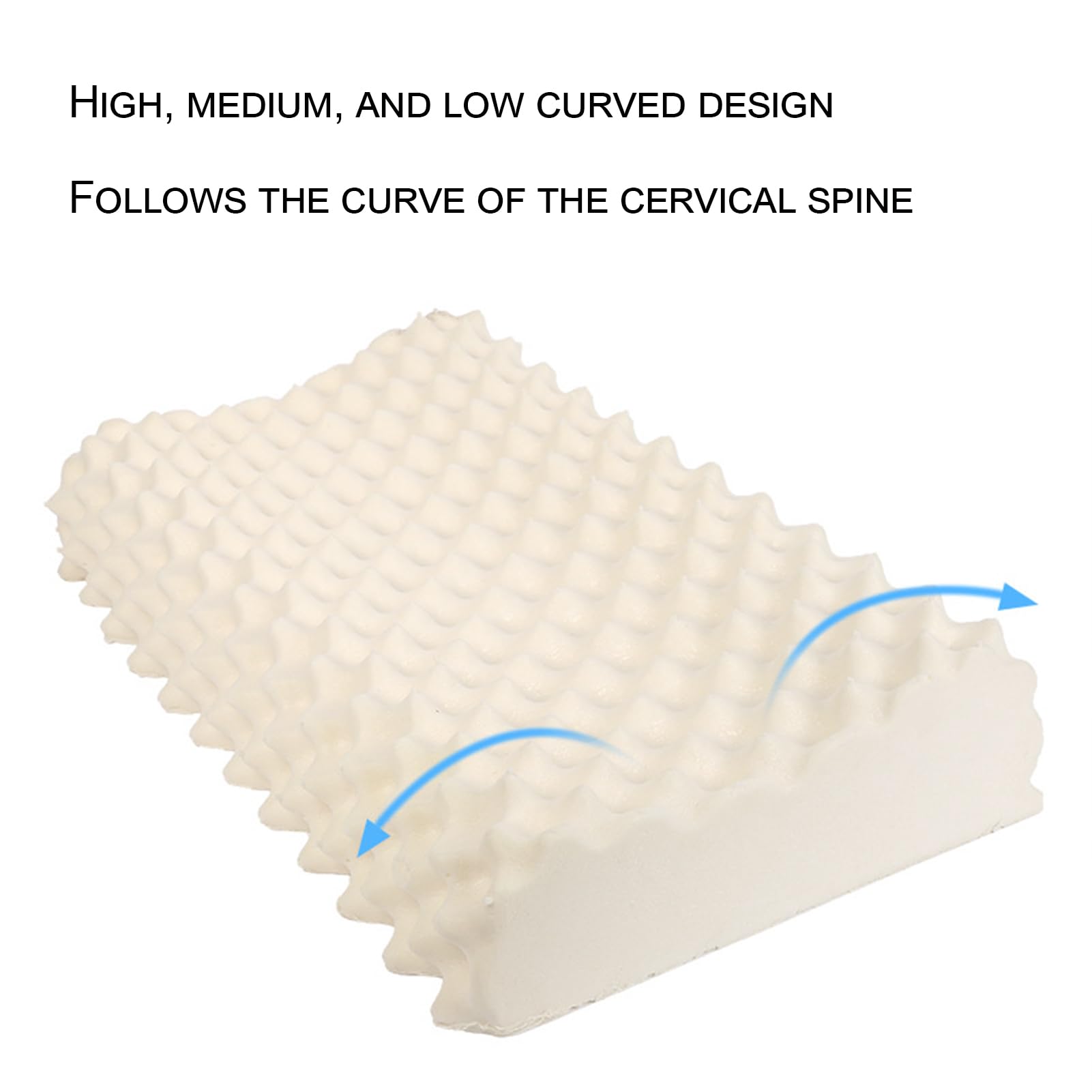Almohada de látex para dormir, diseño de látex natural extrasuave para dormir de espalda, boca abajo o de lado, funda de algodón transpirable extraíble