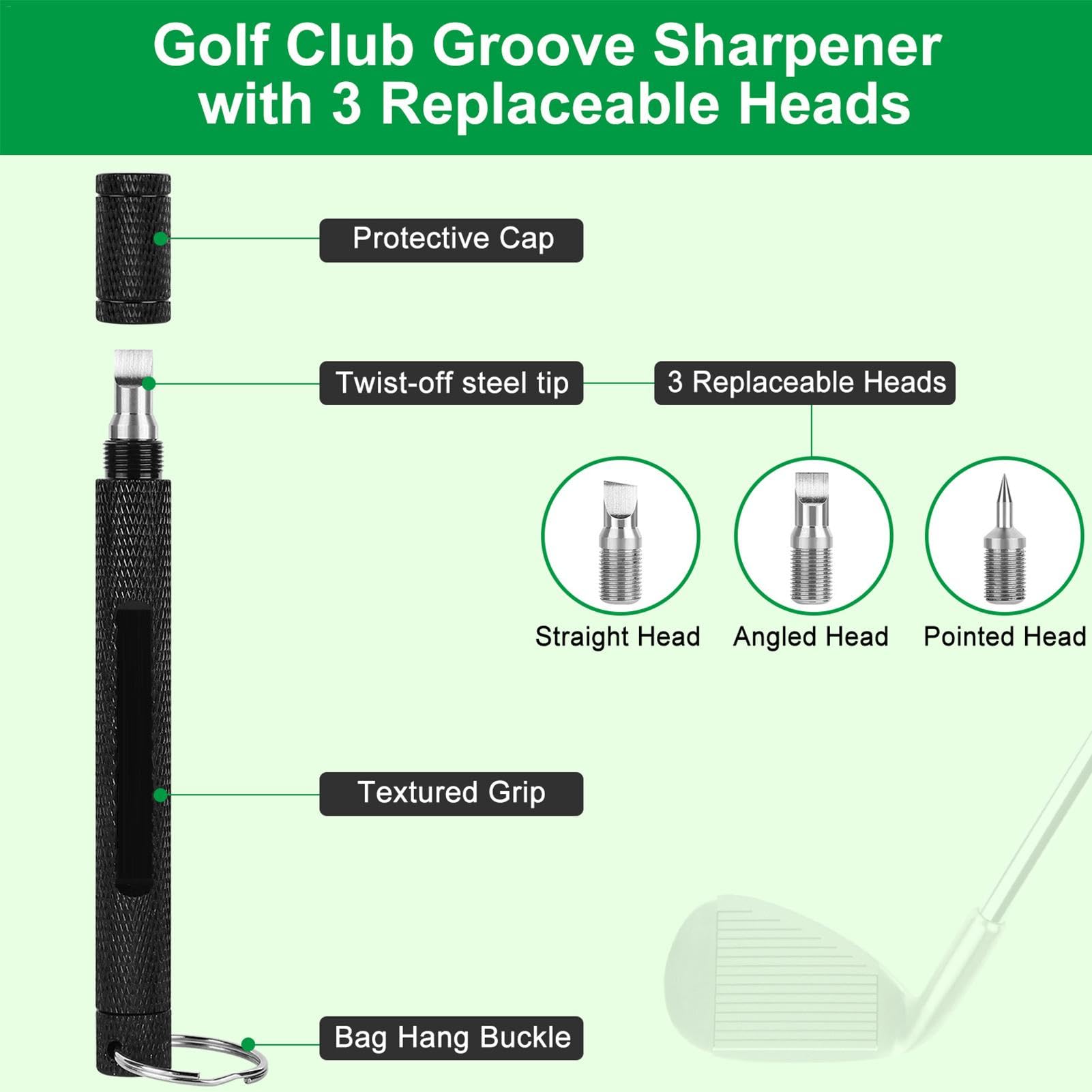 Grinder Golf, Grinder, Golf Wedge Grooving Tool | Accessori per la Pulizia delle Mazze, Pulitore per Ferro da Golf per scanalature a U e V, Produce Un Backspin ottimale