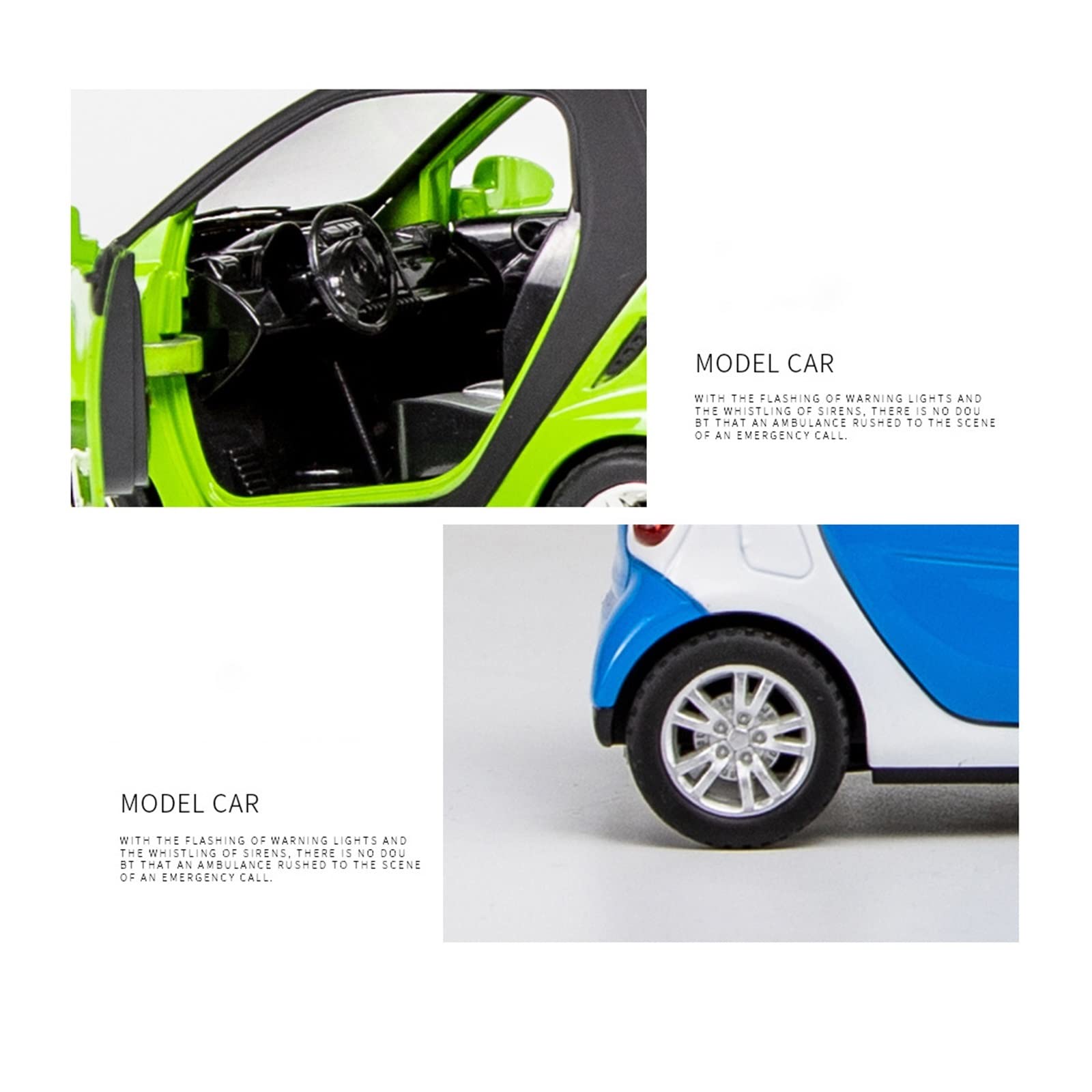 1:24 Per Smart Fortwo Lega Di Metallo Pressofuso Veicolo Giocattolo Modello Di Auto In Metallo Regalo(White)