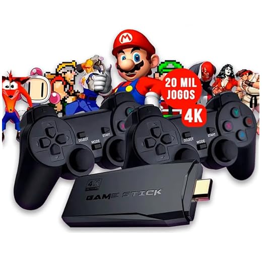Game stick 4k atualizado 20.000 jogos Smart Video game TV Stick , Game Retrô, Game pendrive, Console de Video game, 2.4G Wireless Gamepads Controlador 20.000 jogos 64GB Retro Classic, 2 controles sem fios