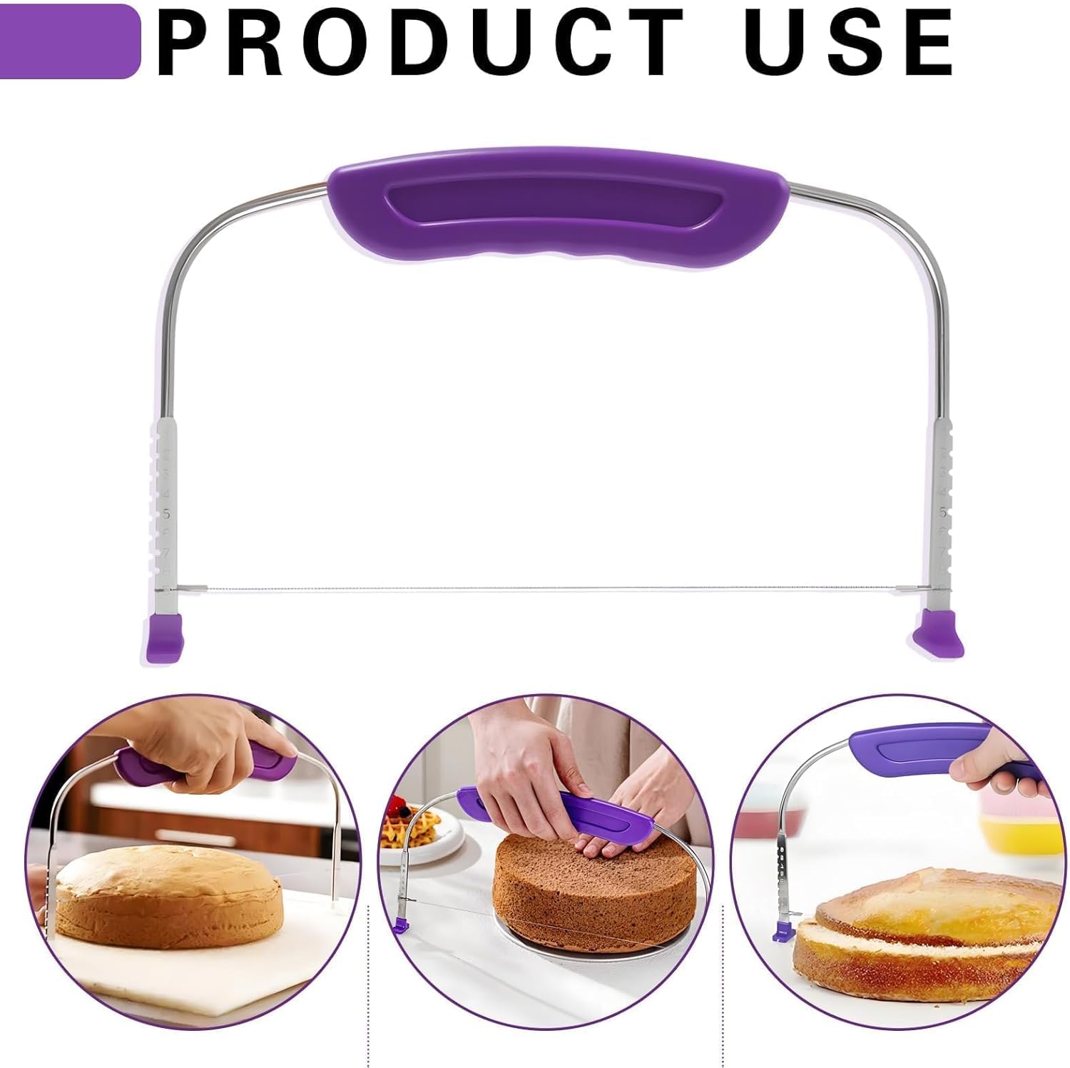 Coupe-Gâteau,Trancheuse à Gâteau Réglable,Niveleur De Gâteau,Couteau à Gâteau à Bord Dentelé,Outils De Matelassage De Gâteau pour des Couches de Gâteau Uniformes