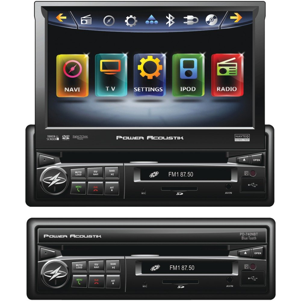 Power Acoustik PD-740NB front view with screen extended