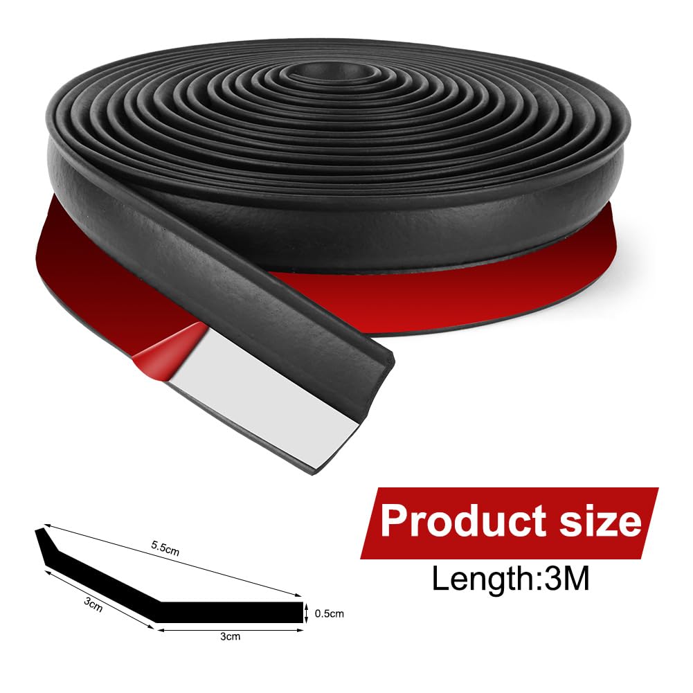 Flintronic Joint porte garage 6m, Joint de seuil pour porte de garag, Épaisseur Joint de Seuil de sol de garage en caoutchouc, Barrière anti-inondation et isolation thermique, facile à couper(Noir)