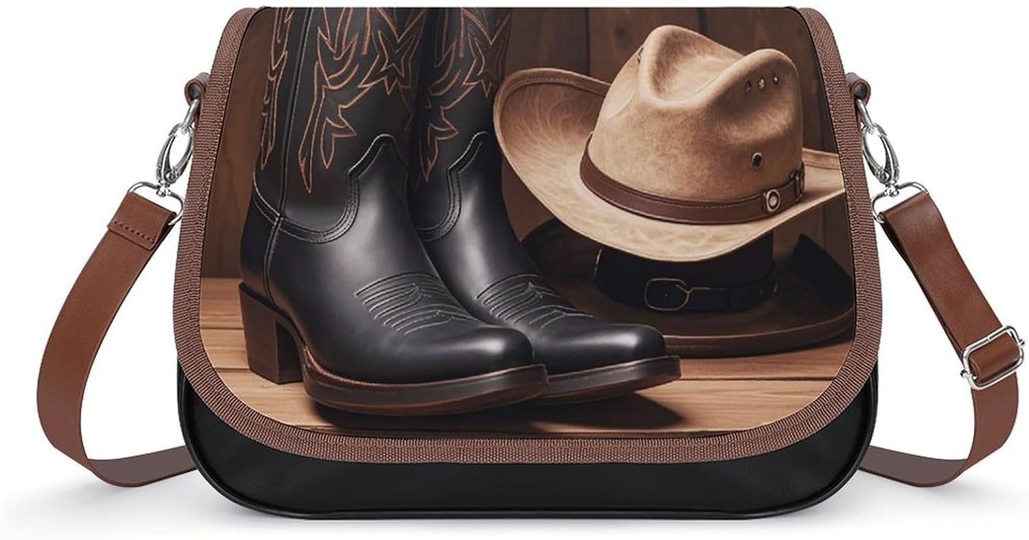 Black Hat Western Boots Sling Bag Crossbody Bag Shoulder Bag