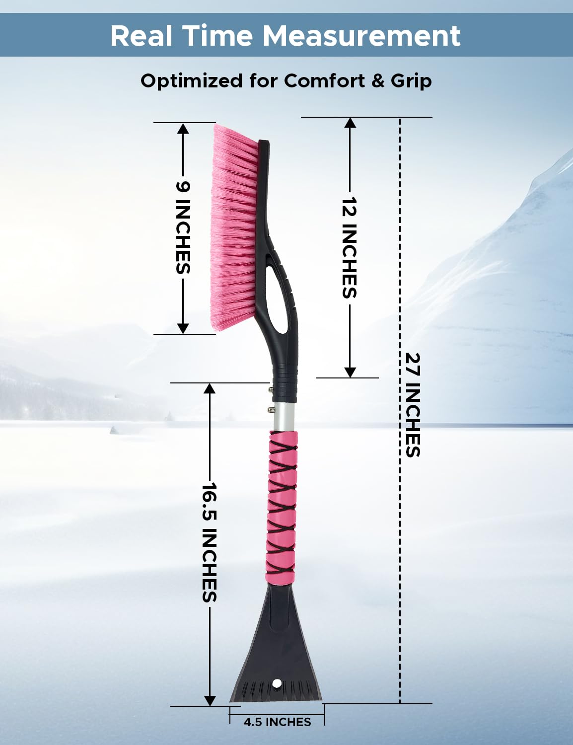 Autovir Cepillo de Nieve y raspadores de Hielo de 27 Pulgadas para Parabrisas de automóvil (Paquete de 3), raspador de Ventana con Agarre ergonómico de Espuma, eliminación de Nieve para automóvil,