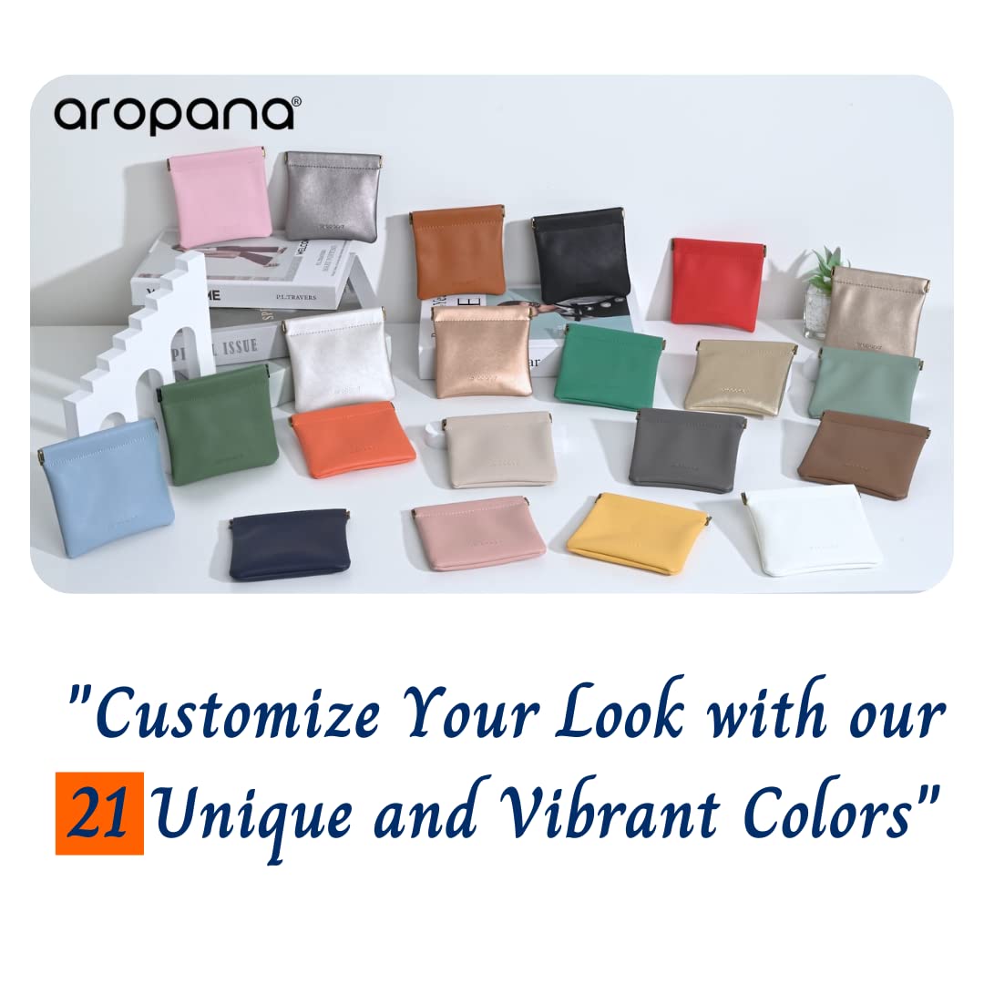 Aropana Self Closing Leather Purse Portable Earphone AirPods Pouch Mini Storage Jewellery Bag Coin Card Holder for Men & Women (11.5CM × 11CM) Black 1