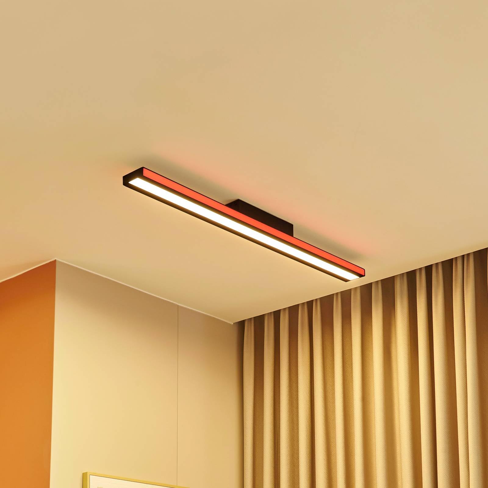 Lucande LED Smart Home Deckenlampe dimmbar mit Leselampe (Modern) in Schwarz aus Metall (1 flammig,) - Deckenleuchte Lampe Wohnzimmerleuchte