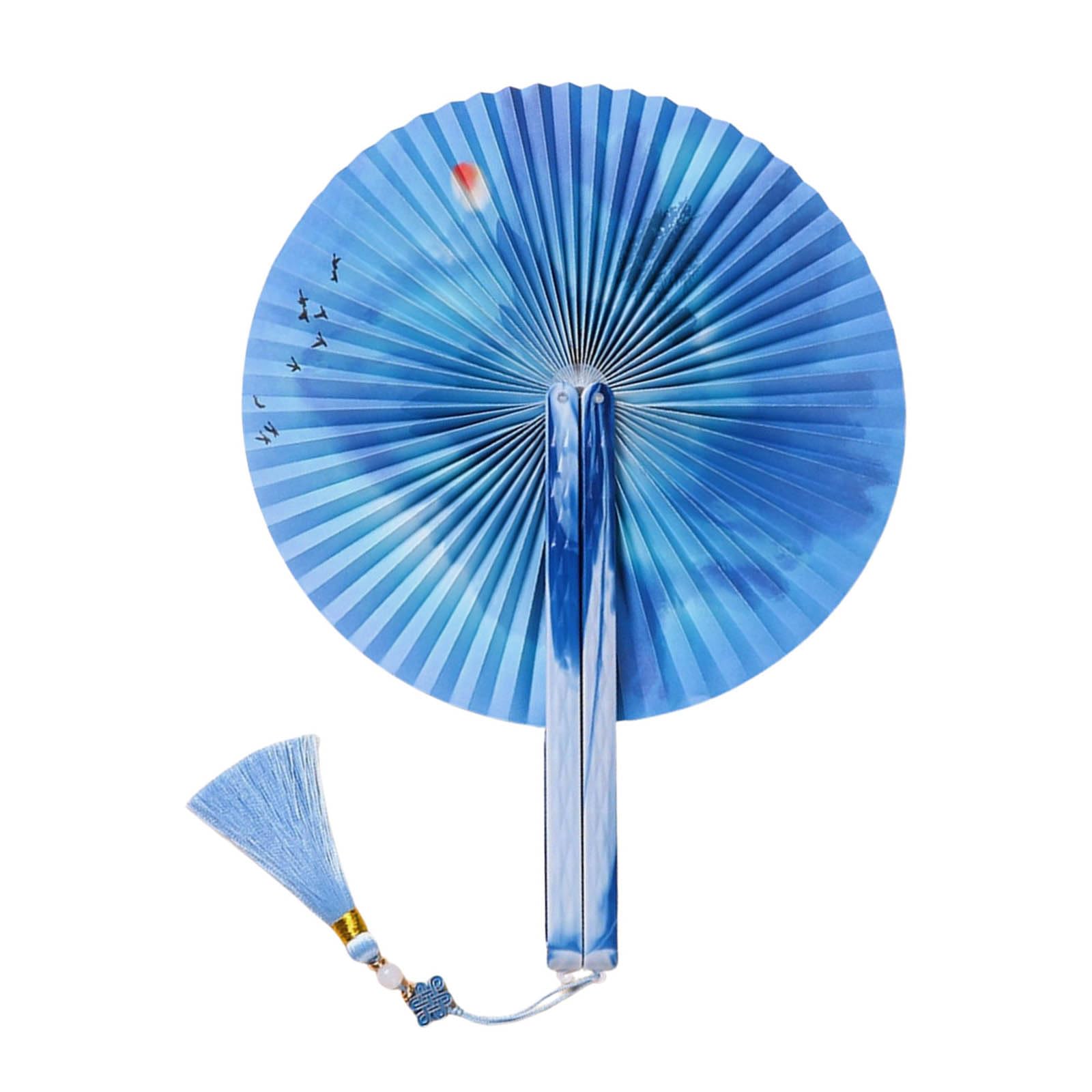 Xinsheinelry Handheld Folding Fan with Pendant Vintaged Designing Paper Perfectly for Women ’ s Event and Decoration Dance Decorative Hand
