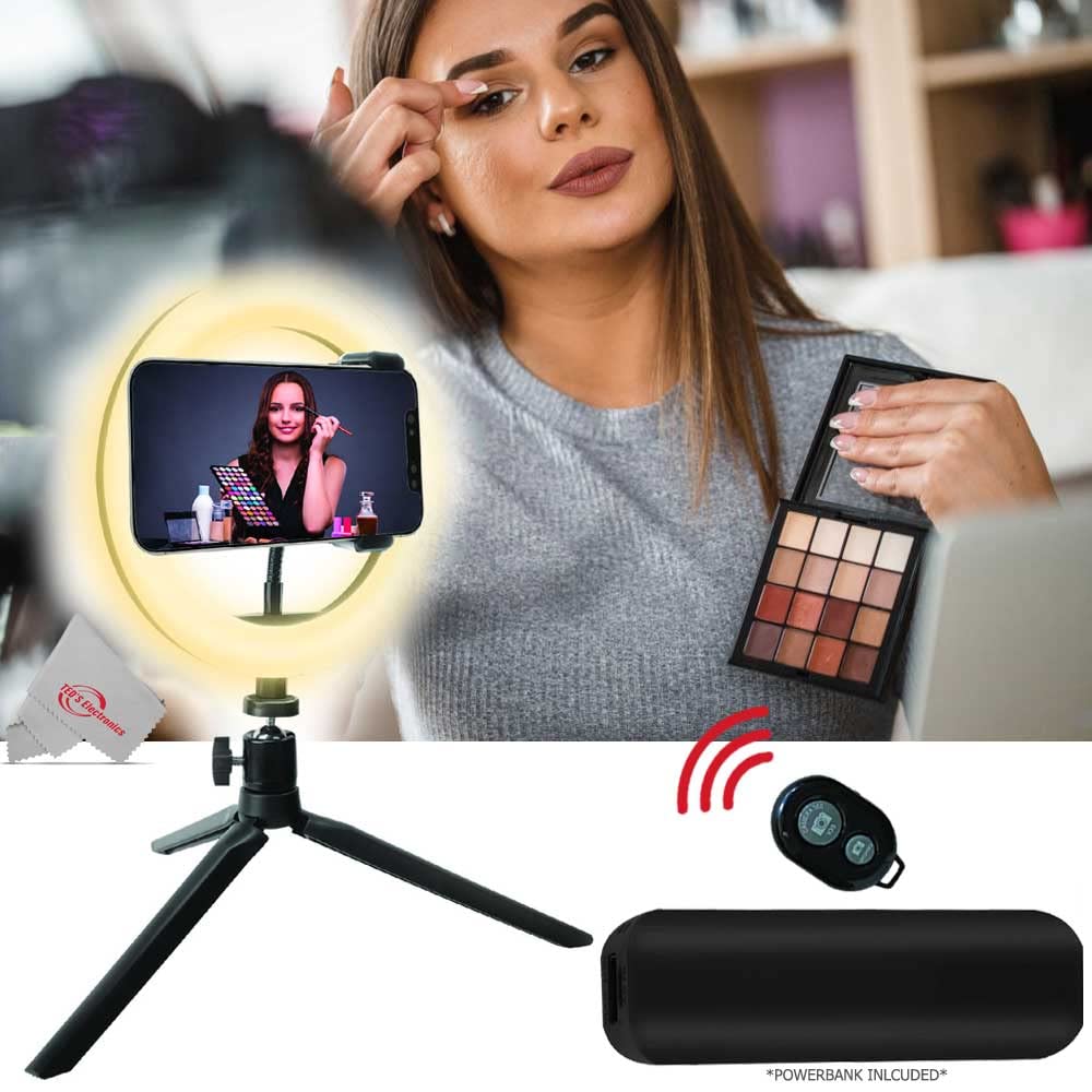 Zoom iQ6 mikrofon stereo X/Y do iPhone'a/iPada do nagrywania dźwięku + 8-calowa lampa pierścieniowa LED