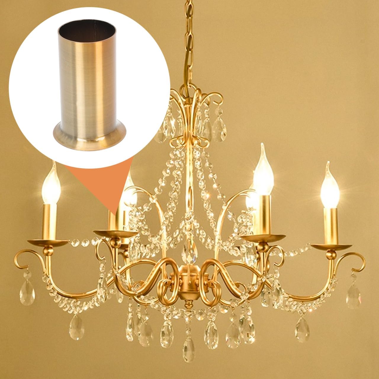 10Pcs Flanging Sleeve for Crystal Chandelier Accessories Lamp Base Sleeve for European Retro Chandeliers Heat Resistant Lighting Parts Replacement Candle Covers