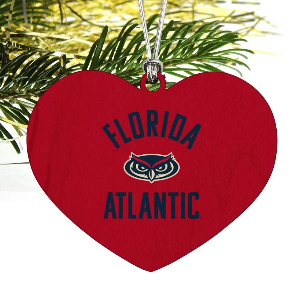 GRAPHICS & MORE Florida Atlantic University Owls Heart Love Wood Christmas Tree Holiday Ornament