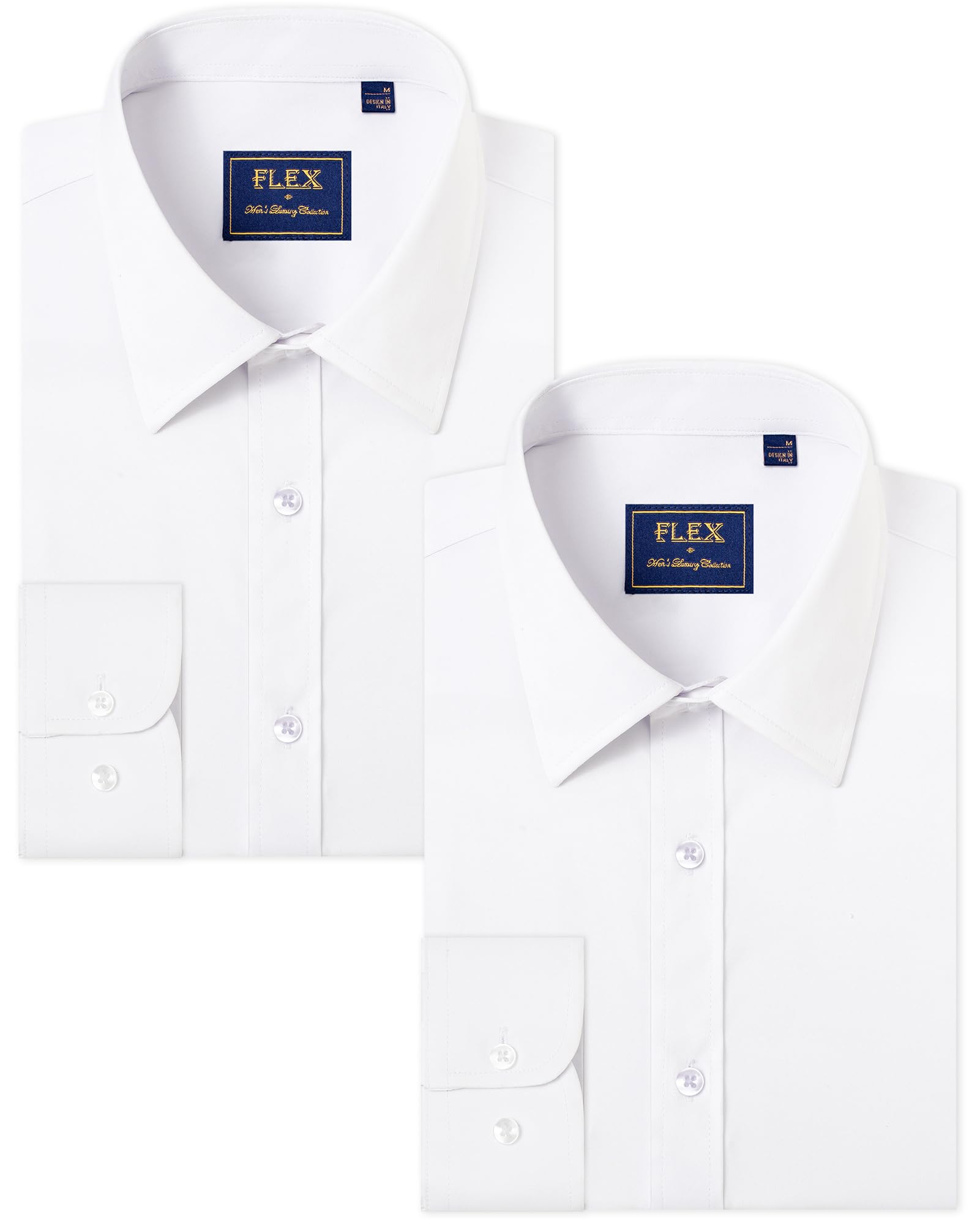 J.VERJ.Ver Men's Dress Shirts Solid Long Sleeve Stretch Wrinkle-Free Formal Shirt Business Casual Button Down Shirts