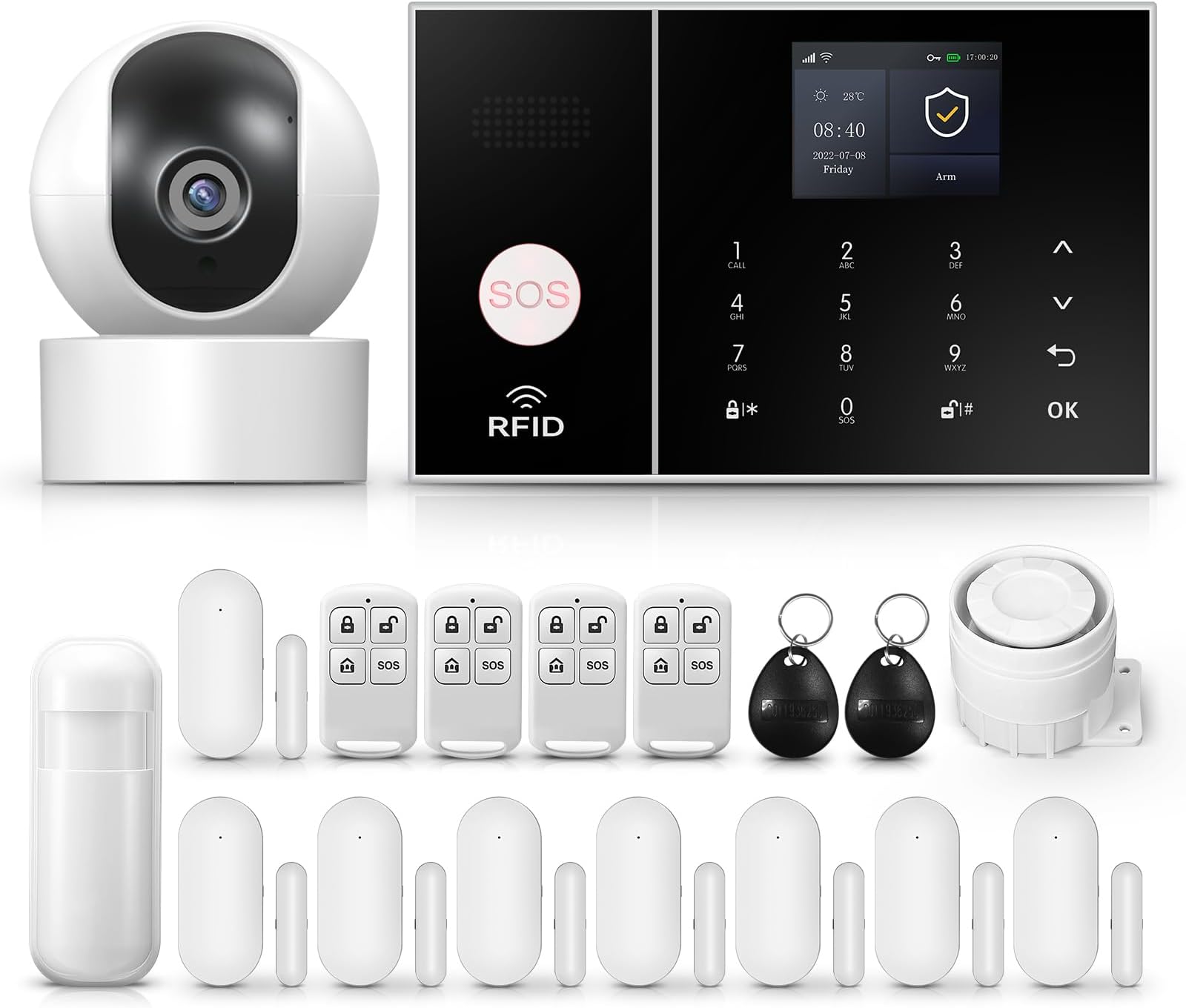 – Home security system, wireless 1080p surveillance camera alarm system with 120dB alarm siren compatible with Alexa Google