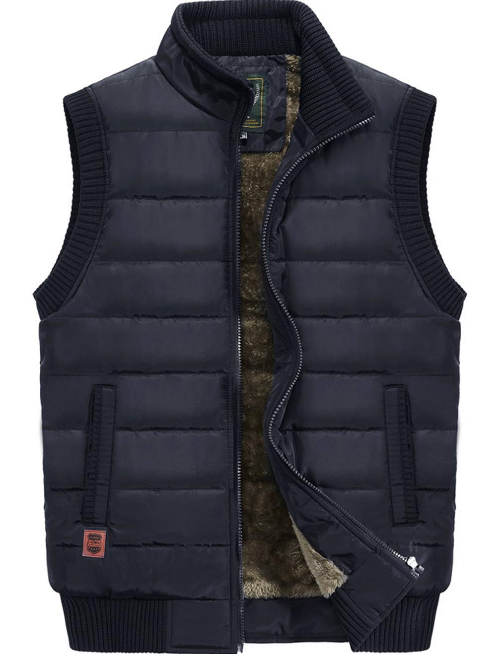 XinYangNi Men's Winter Warm Outdoor Padded Puffer Vest Thick Fleece Lined Sleeveless Jacket