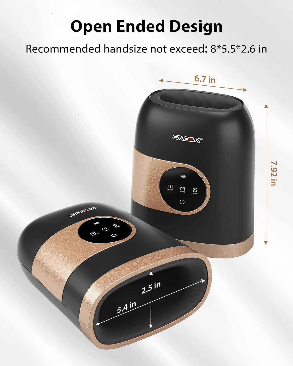 CINCOM Upgraded Hand Massager with Heat and Compression for Arthritis and Carpal Tunnel - Cordless & Rechargeable (Black & Gold) - Image 8