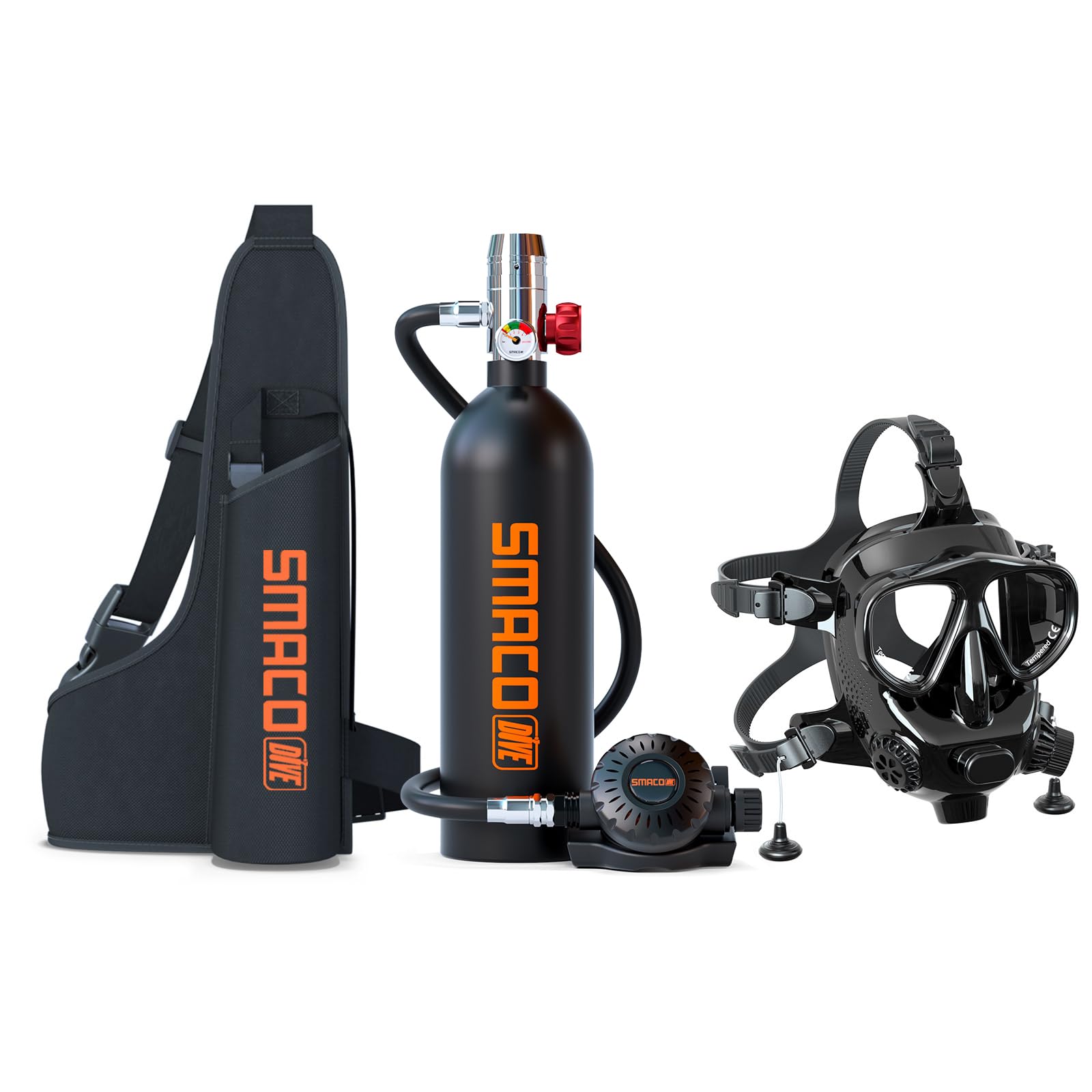 SMACO Tauchen Sauerstofftank Geeignet zum Sporttauchen 1L Mini-Tauchflasche Unterstützen Sie Unterwasseratmung (Nicht Mehr als 16 ft) Tauchzylinder Zum Freizeittauchen Notfallluftversorgung S400