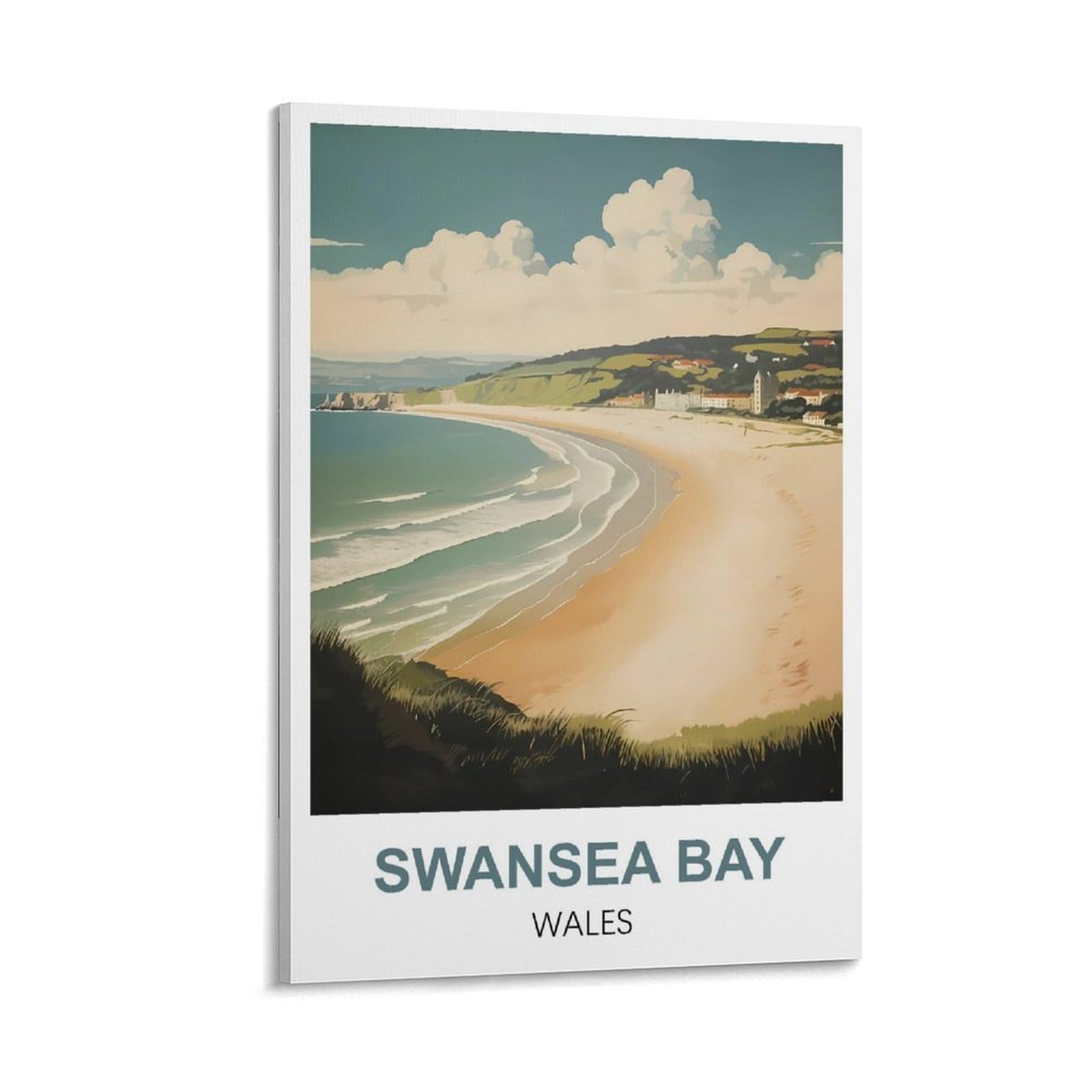 CTZIKWW Swansea Bay Wales Vintage Travel Poster 16x24inch(40x60cm) Canvas Art Prints Picture Wall Art Painting