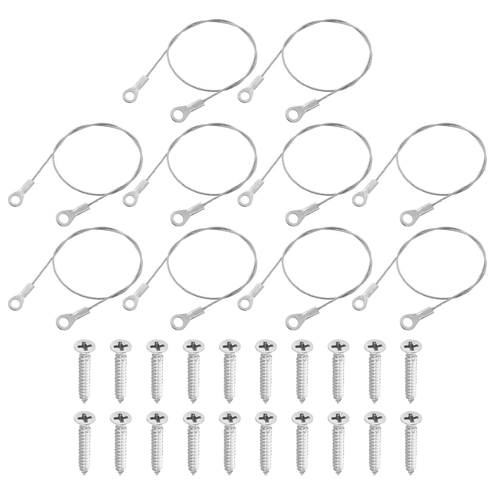 10pcs Lanières Câbles Œillets 30cm X 1,5mm QUARKZMAN - Acier Inox 304 Avec Vis Autotaraudeuses Pour Meubles Et Suspensions