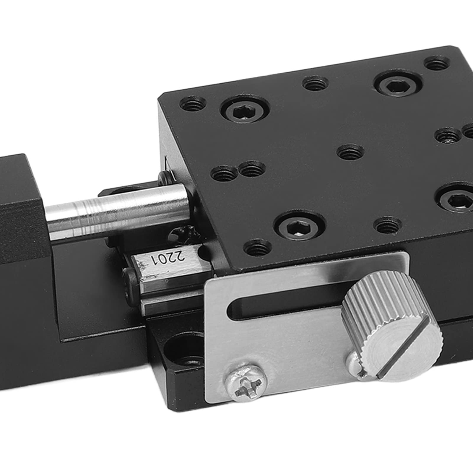 Manueller, präziser Lineartisch, hochgenaue Kreuzrollenführung, X-Achsen-Gleitplattform für optische Instrumente, Laborgeräte, Aluminiumlegierung, 40 x 40 mm, schwarz eloxi