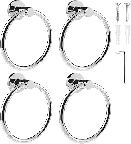 Miniatura 15 de SetSail - Soporte de toalla para pared de baño, anillo de toalla negro mate de acero inoxidable, soporte de toalla de mano resistente para baño