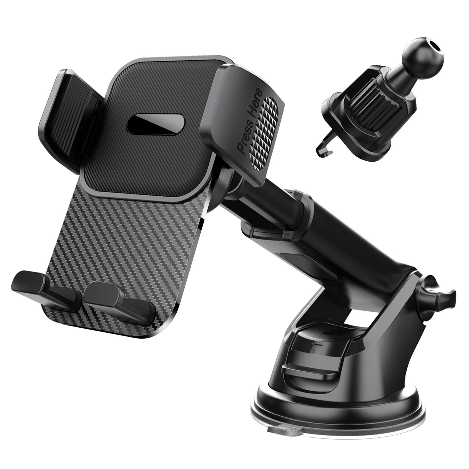 NIKTVEZ Car Phone Holder, for Mini Clubman R55 F54 2007-2023 Strong Suction Adjustable Car Mount, 360° Rotation & Extendable Arm for Dashboard & Windscreen,E