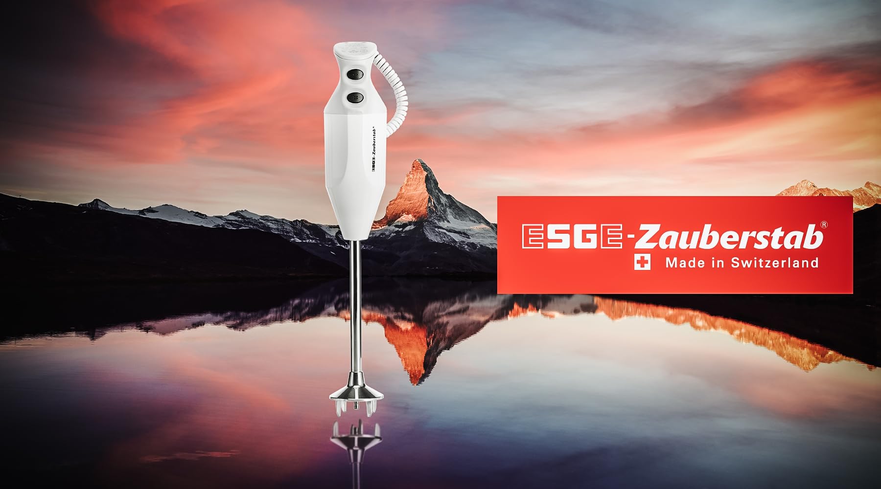 ESGE Zauberstab P 350 Profi weiß/grau 90880, Stabmixer, Pürierstab, 2 Stufen bis 22.000 U/Min, ergonomischer Griff, langlebiger, robuster Motor, inkl. Zubehör, 300W, Made in Switzerland