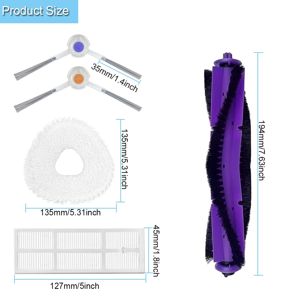 EATBALE Kit di accessori di ricambio per Narwal Freo aspirapolvere robot, 1 spazzola principale, 2 filtri HEPA, 4 spazzole laterali, 4 panni per scopa, 1 spazzola per la pulizia, 1 paraurti (11 pezzi