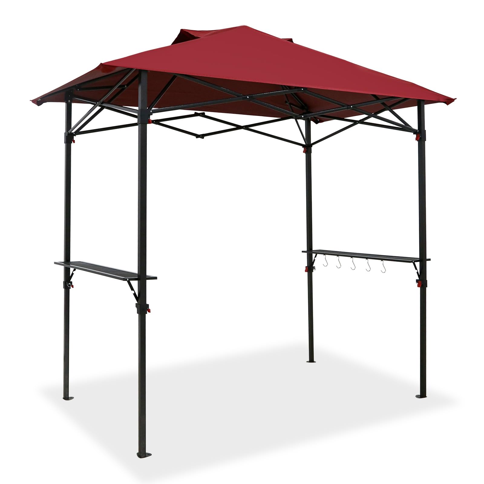 COOS BAY 8x5 Pop up Grill Gazebo Portable BBQ Gazebo Canopy Tent with Carry Bag, Outdoor Barbeque Shelter, Red