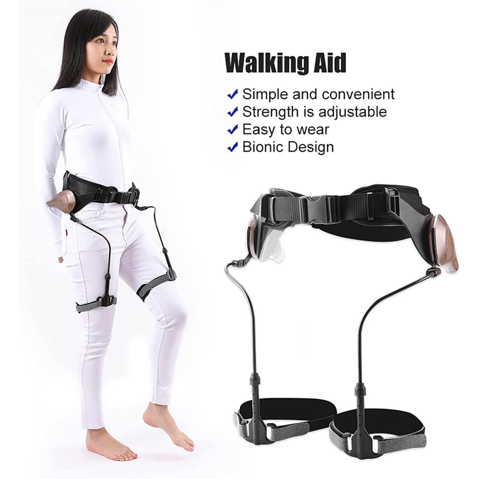 Ausilio per la deambulazione con esoscheletro regolabile - Dispositivo di supporto per la riabilitazione delle gambe bioniche, deambulatore elettrico a 3 livelli di forza per l'assistenza alla mobilit