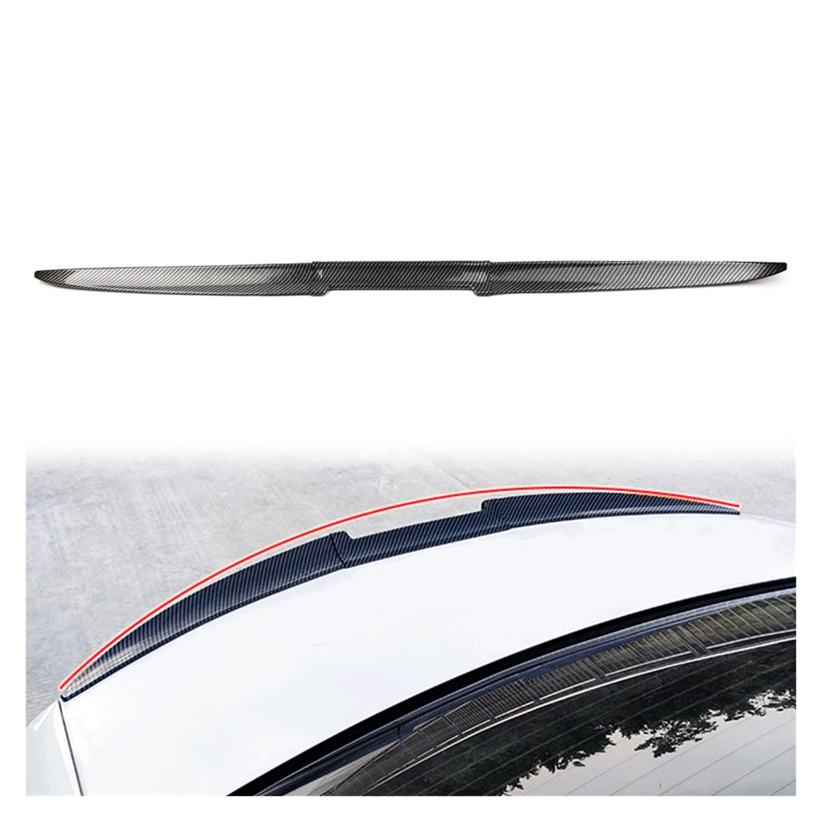 ala alerón 3 Unids/Set Fibra De Carbono Color Coche Alerón Trasero Cola Maletero Techo Labio Divisor Trim Universal
