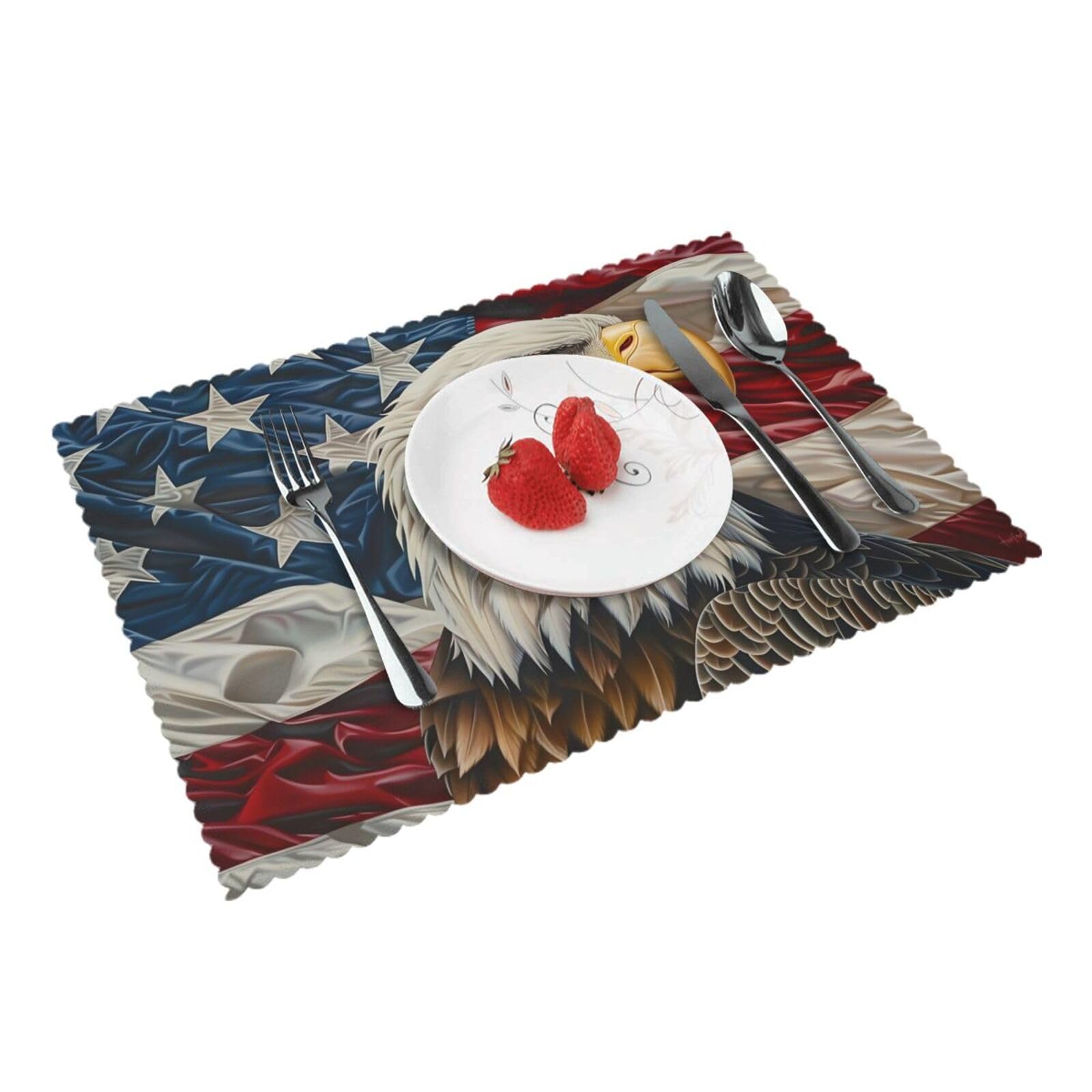 American Flag Eagle Placemats Set of 4 Print Table Mats Place Mats Table Decor for Kitchen Dining 12X18 in