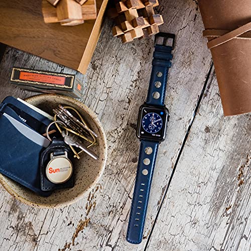 Image of BARTON WATCH BANDS - Horween Leather Watch Bands Compatible with Apple Watch Models - 1, 2, 3, 4, 5, 6, 7, 8, 9, 10, SE, Ultra & Ultra 2