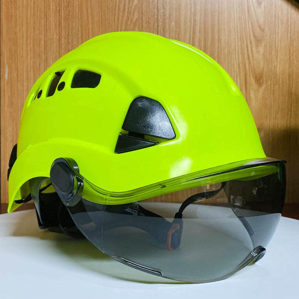 Casque de sécurité des viseurs d'escalade en extérieur Casque de Sauvetage Casque de Travail ABS de Protection Contre Le Casque-Fyer Visière Sombre