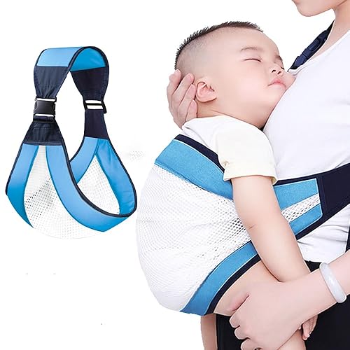Portabebés, ligero para recién nacidos a niños pequeños, de malla, ajustable, para niños pequeños, color azul