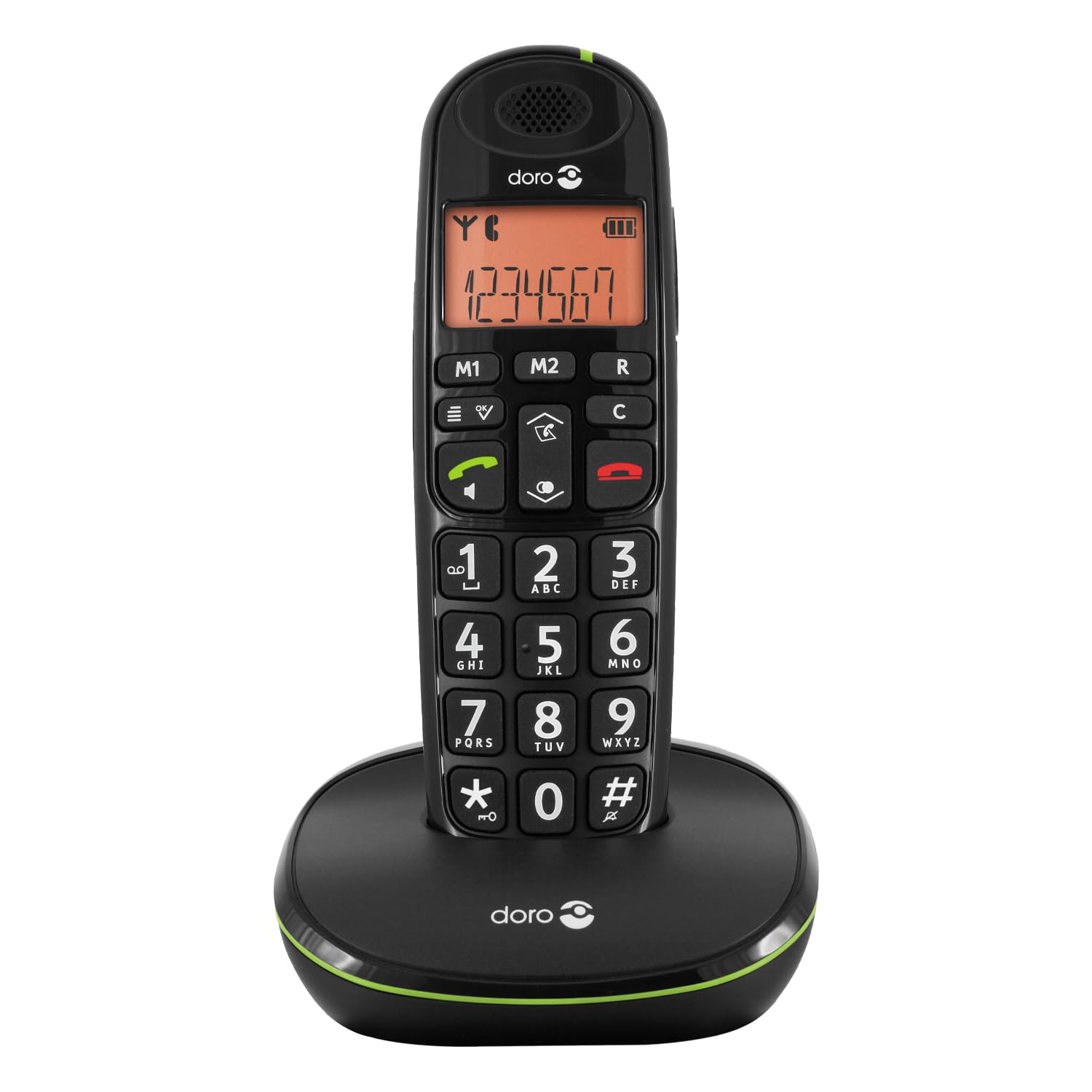 DORO - Doro PhoneEasy 100w - Schnurloses Festnetztelefon - Große Displayanzeige - Extra große Tasten - Freisprechfunktion - Lauter Klingelton - Lautstärkeregler - Schwarz