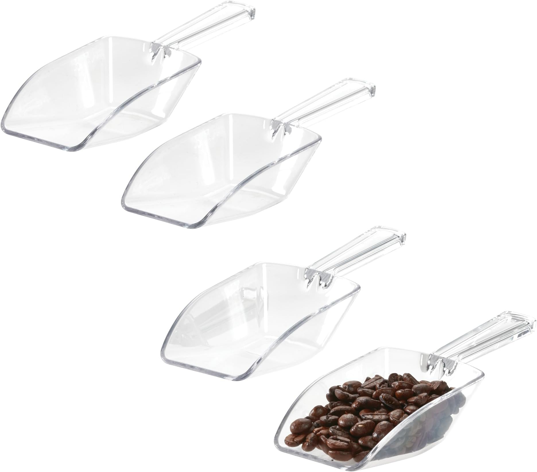 iDesign Large Plastic Scoop Measuring Cups – Set of 4, Pet Food, Coffee Grounds, Versatile Scoop, 2.25" x 1.25" x 6.5", 1/3 Cup, Clear
