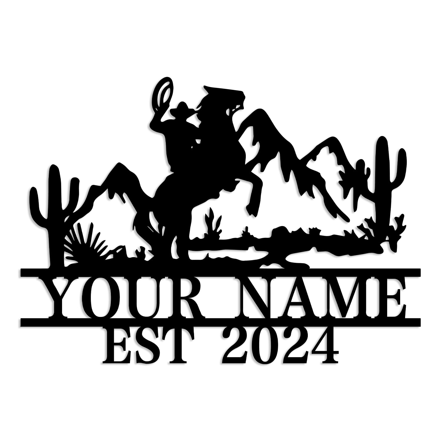 Kissesuu Cowboy I Custom Western Cowboy Skull Hold Gun Metal Wall Art, 10 Inches X 10 Inches, Metal, Personalized Cowboy Name Sign, Western Decor, Farmhouse Decor