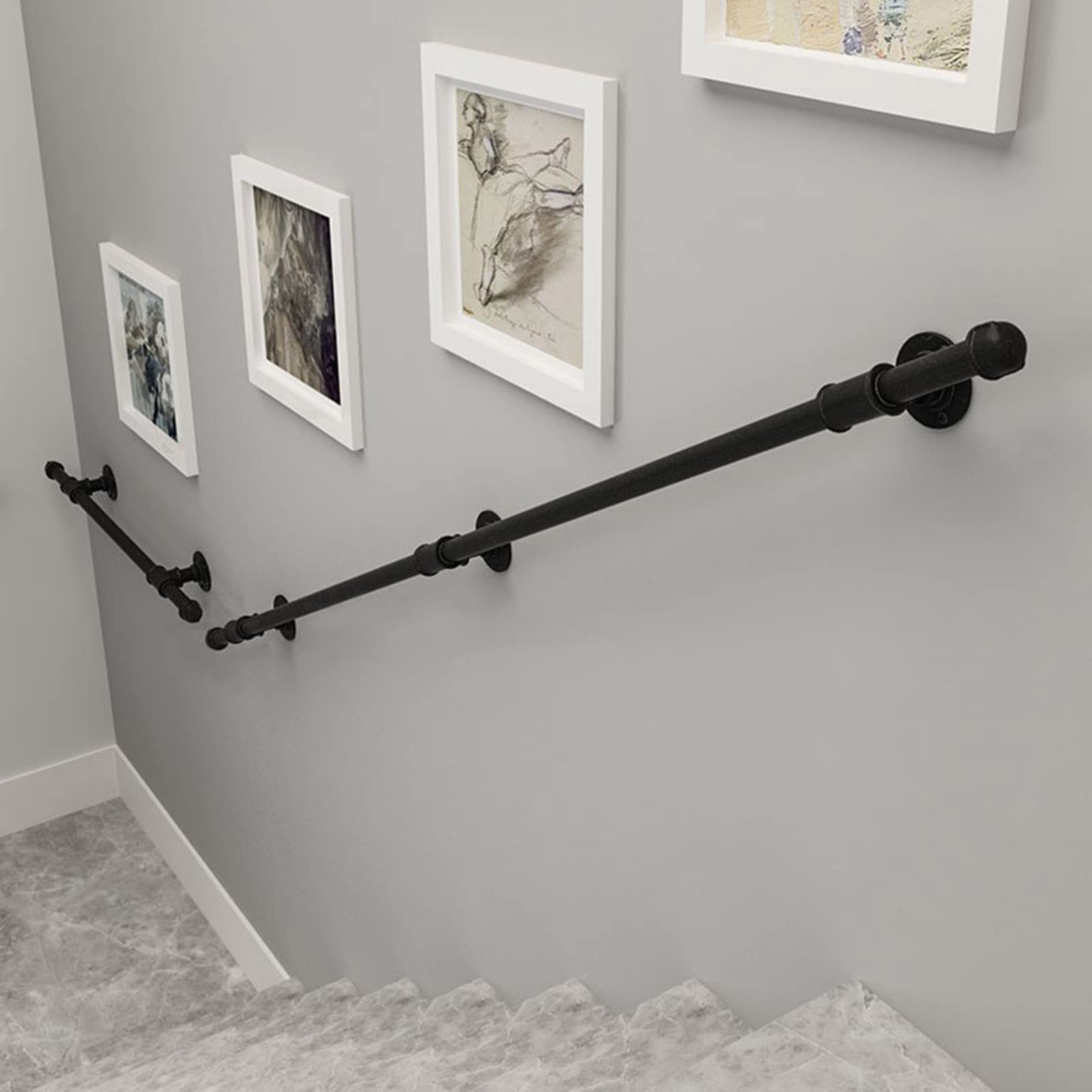 Matériel mural Banister Banistre de l'embarcadère en plein air - Kit complet, Corridor de personnes âgées handicapés Bar de sécurité anti-dérapage | Pour les rails à marches extérieures d'intérieur