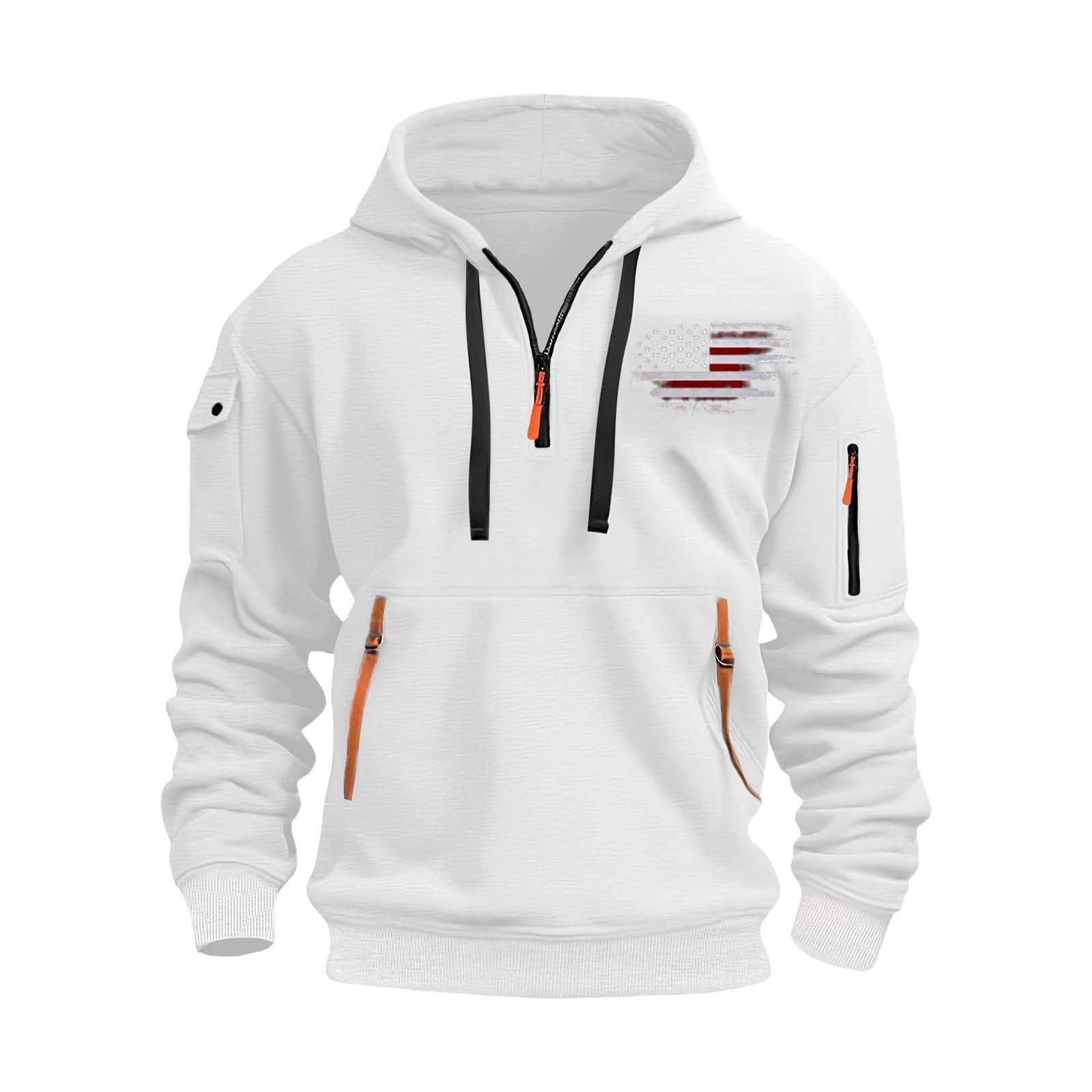 Chaqueta Verano Hombre Suéter con Capucha Y Cordón Bolsillo Informal, Estampado Moderno para Sudadera Niño (White, XXL) Camisa Manga Corta Camiseta Ciclismo Ropa De Caza Sudaderas Mujer