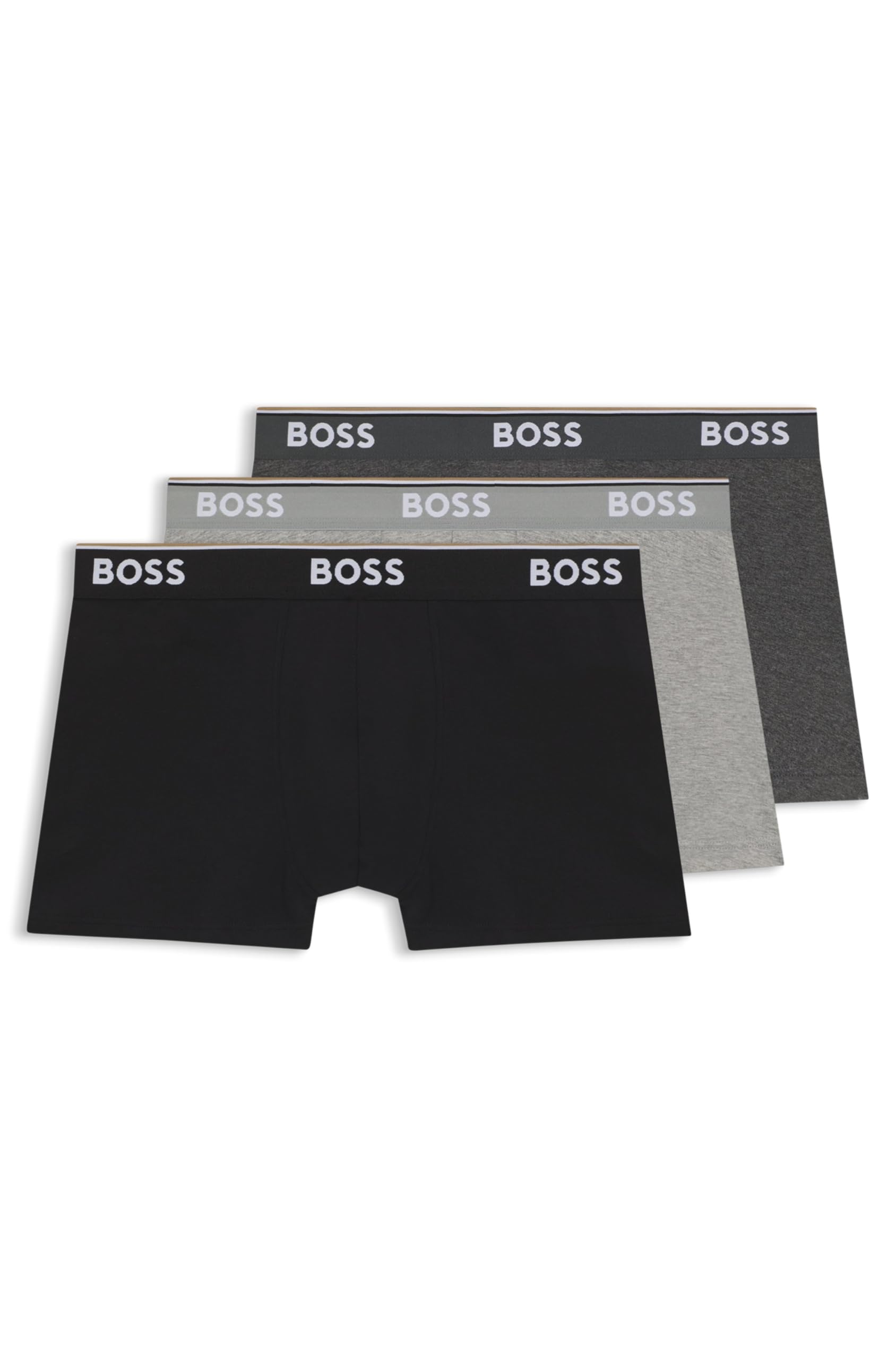 Hugo Boss Men's Open Grey061 Boss 3 Pack Power Trunks Boxers Open Grey S