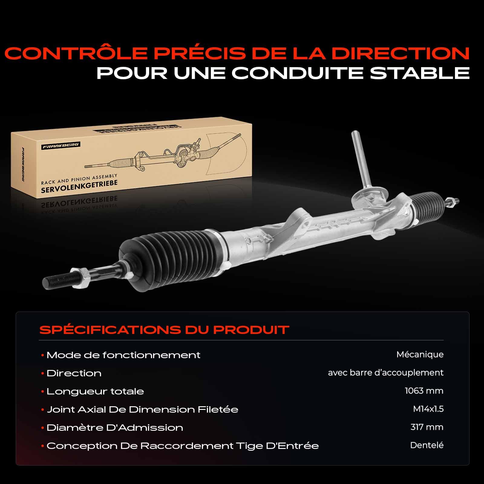Frankberg Boîtier de direction assistée 8200324632 | mécaniquement pour Conduite à gauche; Compatible avec: Scénic II JM0/1, M.e.g.a.n.e II Coupé-Cabriolet EM0/1