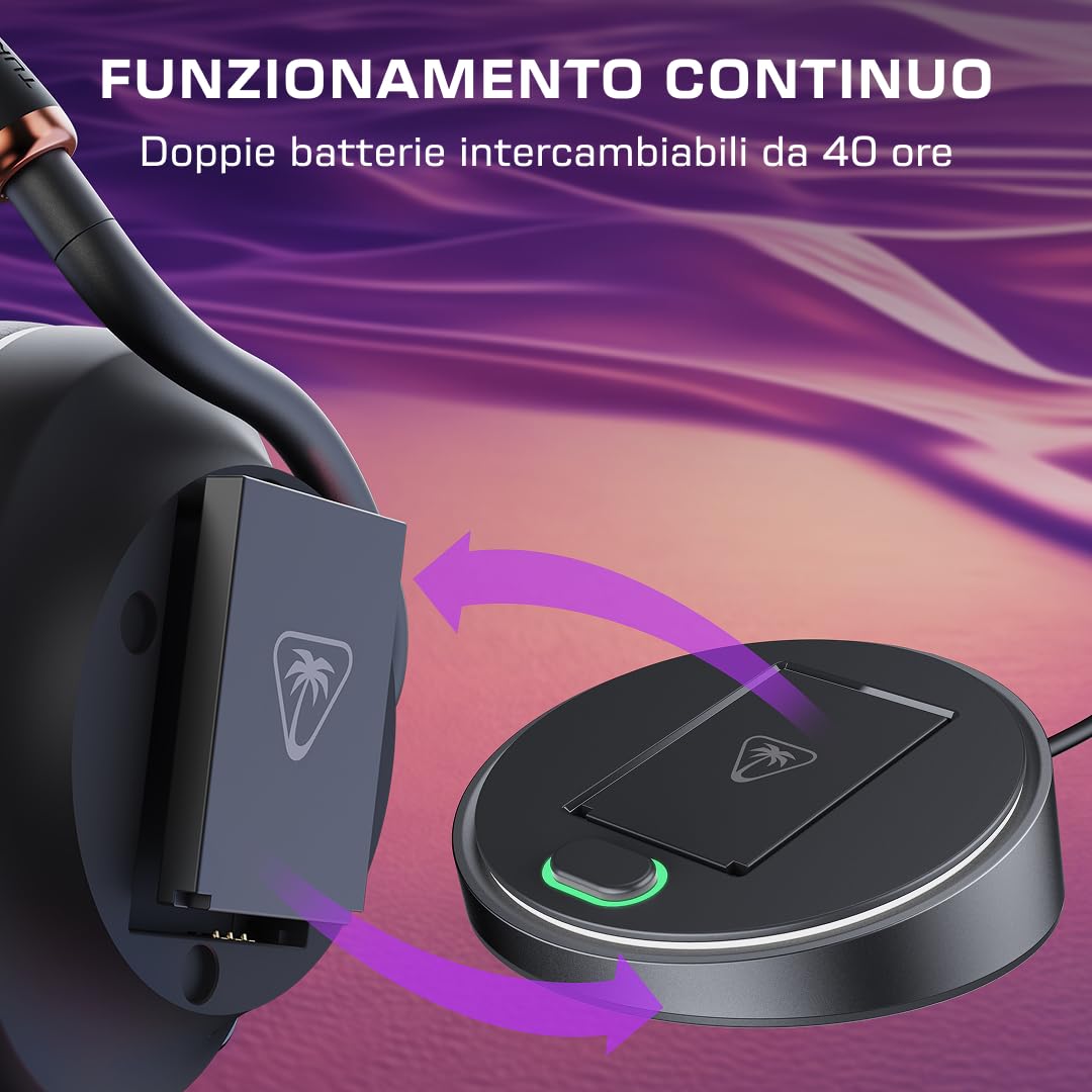 Turtle Beach Stealth Pro II Nero – Cuffie da gioco wireless premium per PC, Xbox Series X|S, PS5, PS4 con audio Hi Res wireless certificato, audio spaziale Dolby Atmos, riduzione attiva del rumore