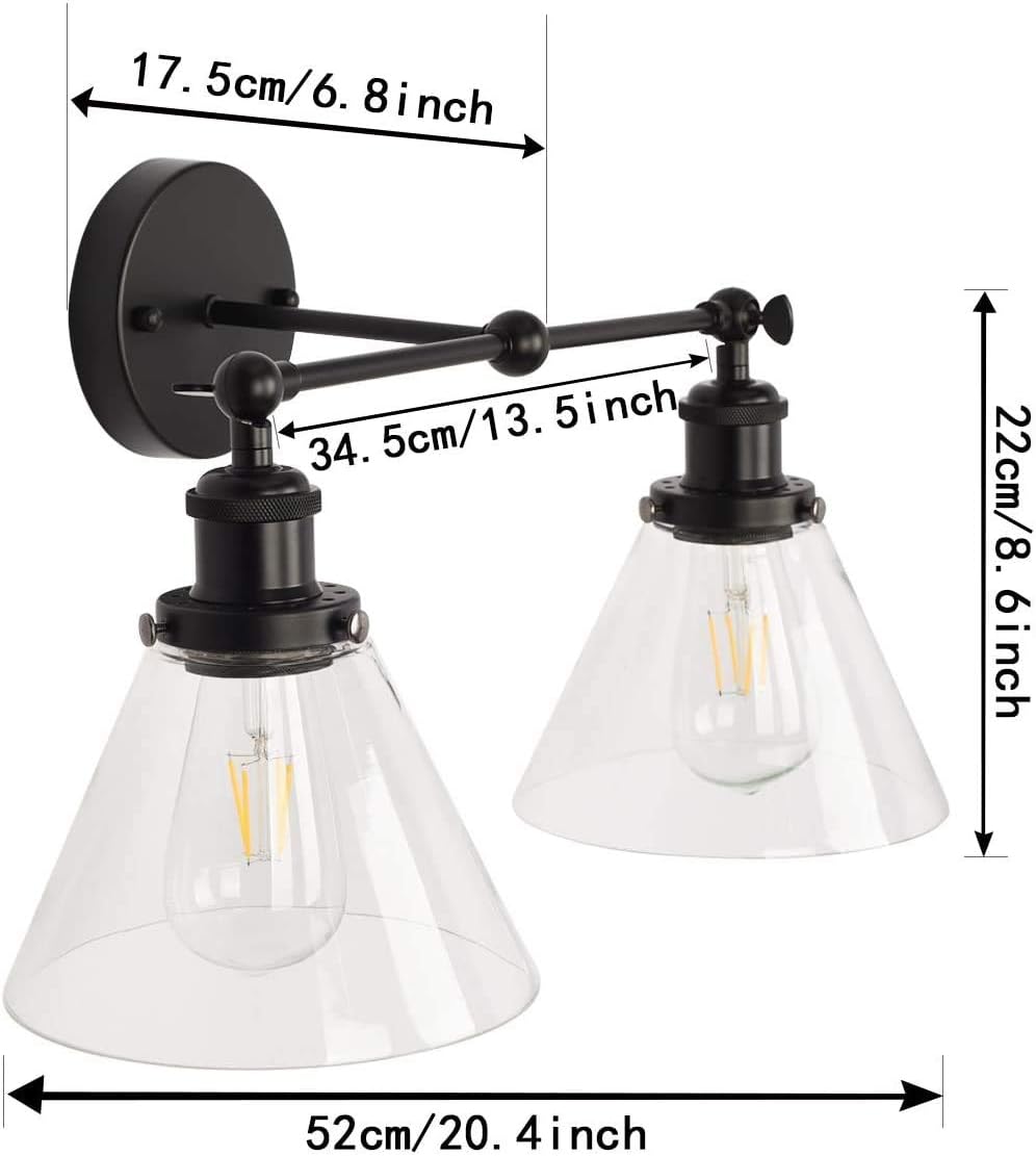 Authеntіс Crаzу Dеаlѕ LMSOD 2 Lights Bathroom Vanity Lights, Black Industrial Farmhouse Wall Light Fixture with Clear Glass Shade (2-Light) Prоmо 40% оƒƒ LMSOD 2 Lights Bathroom Vanity Lights, Black Industrial Farmhouse Wall Light Fixture with Clear Glass Shade (2-Light)