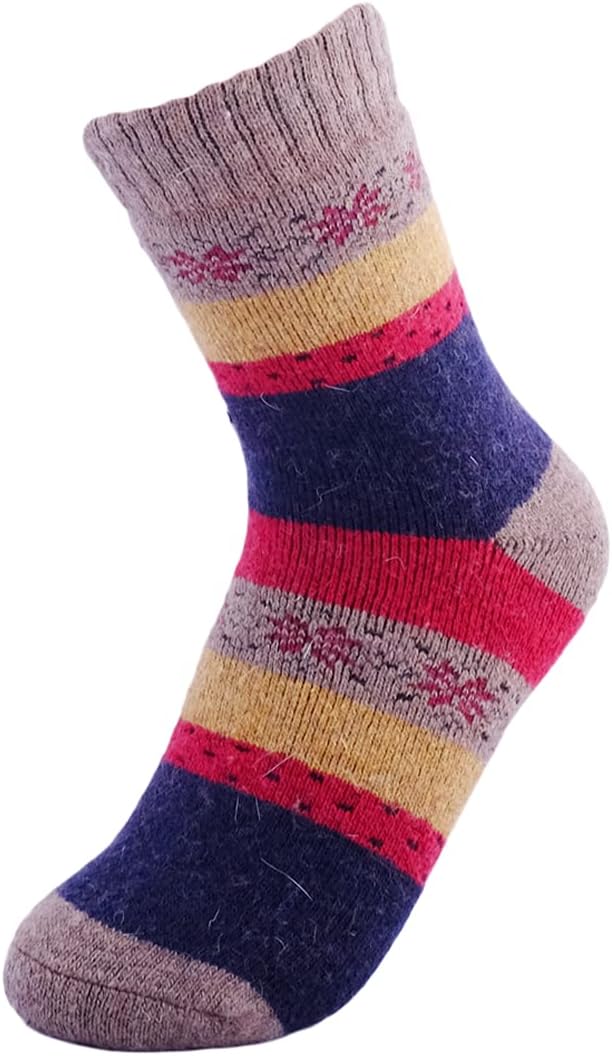 JOYCA & CO. 3-5 Pairs Womens Multicolor Fashion Warm Wool Cotton Thick Winter Crew Socks - Image 5