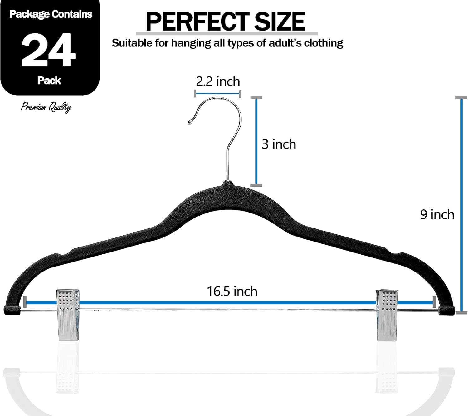 GVTECH Grucce in velluto con clip, confezione da 24 grucce in metallo per pantaloni, gonne, abiti, abiti e camicie, appendiabiti in feltro antiscivolo (rosa, confezione da 24)