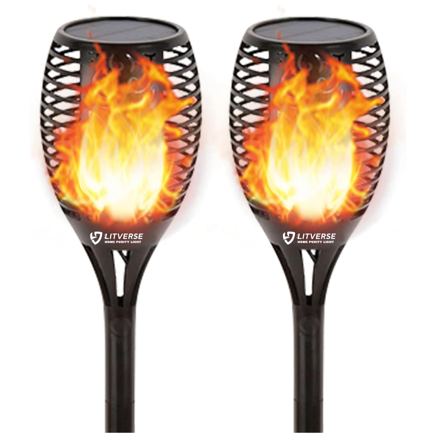 LITVERSE Solar Outdoor Lights 96 LED Higher & Larger Flickering Flame Solar Torch Lights Waterproof Solar dancing fire mashaal Landscape Decoration Lighting Auto On/Off Security - 2Pack (B0CSPNJ8JR) Amazon Price History, Amazon Price Tracker