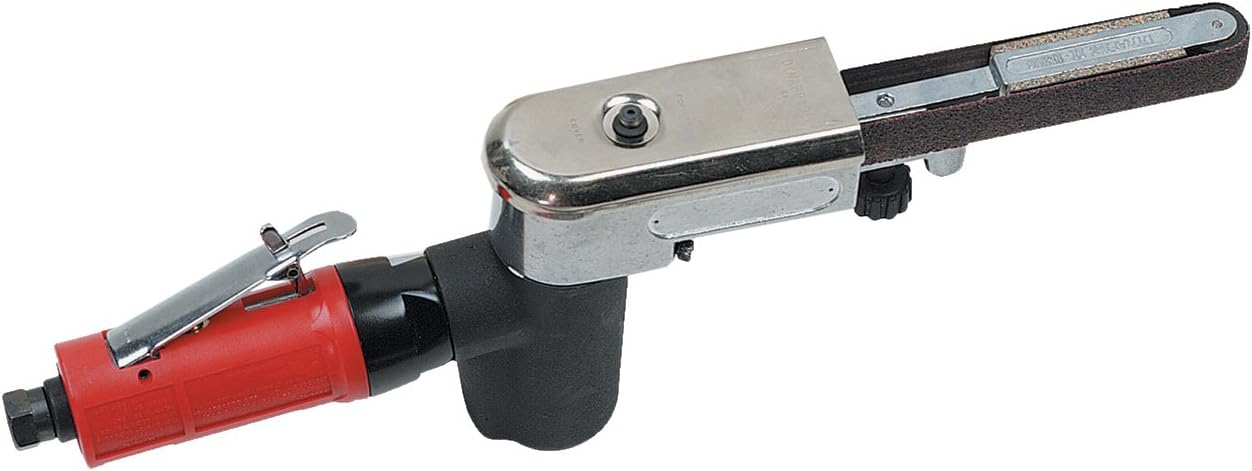 Dynabrade 18100 Autobrade Red Auto File II Abrasive Belt Tool, 0.5 HP, 7 Degree Offset, 20000 RPM, Front Exhaust, 11206 Contact Arm