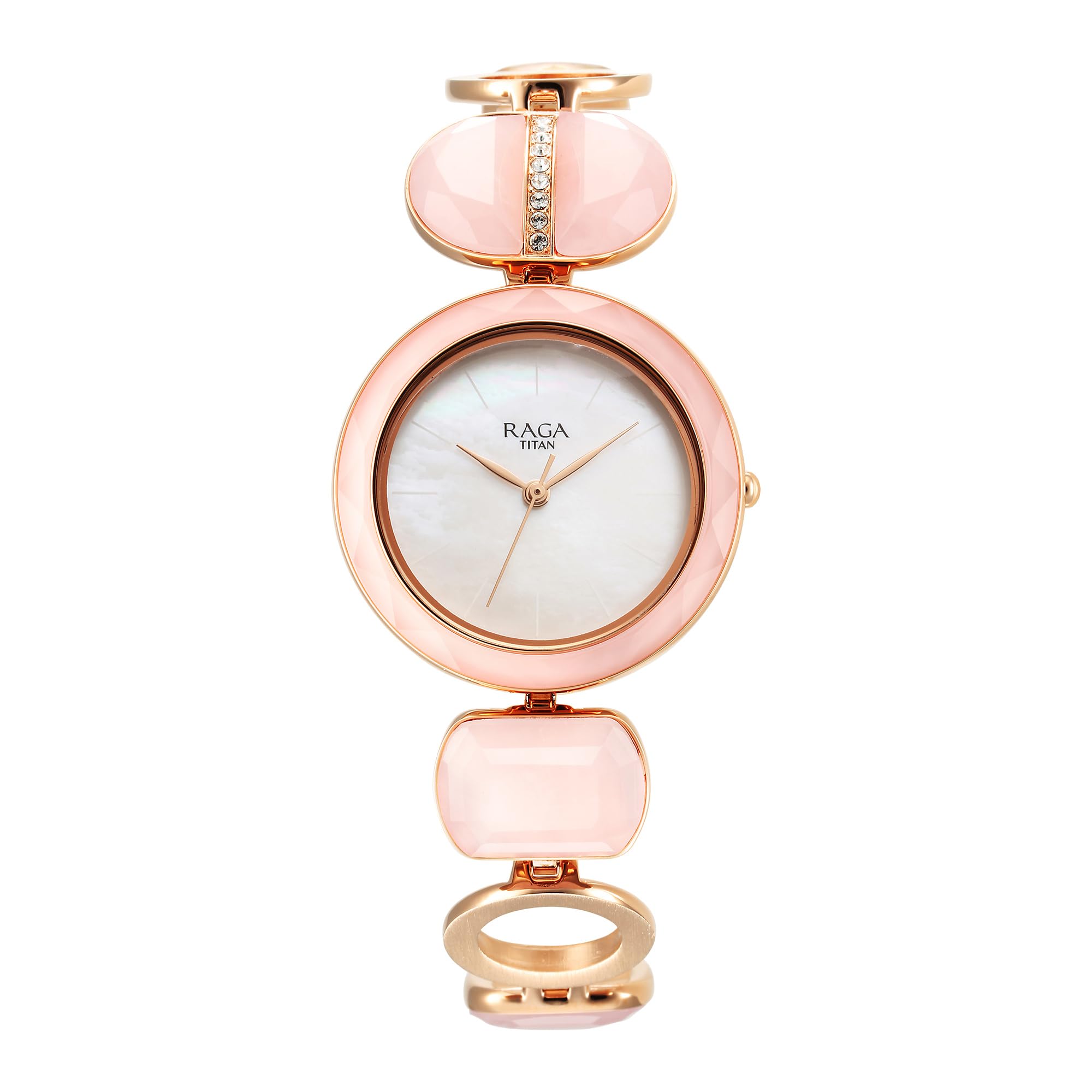 Raga New You Quartz Analog Mother of Pearl Dial Rose Quartz Stone Strap Watch for Women-NS95195WM01/NT95195WM01-image-2