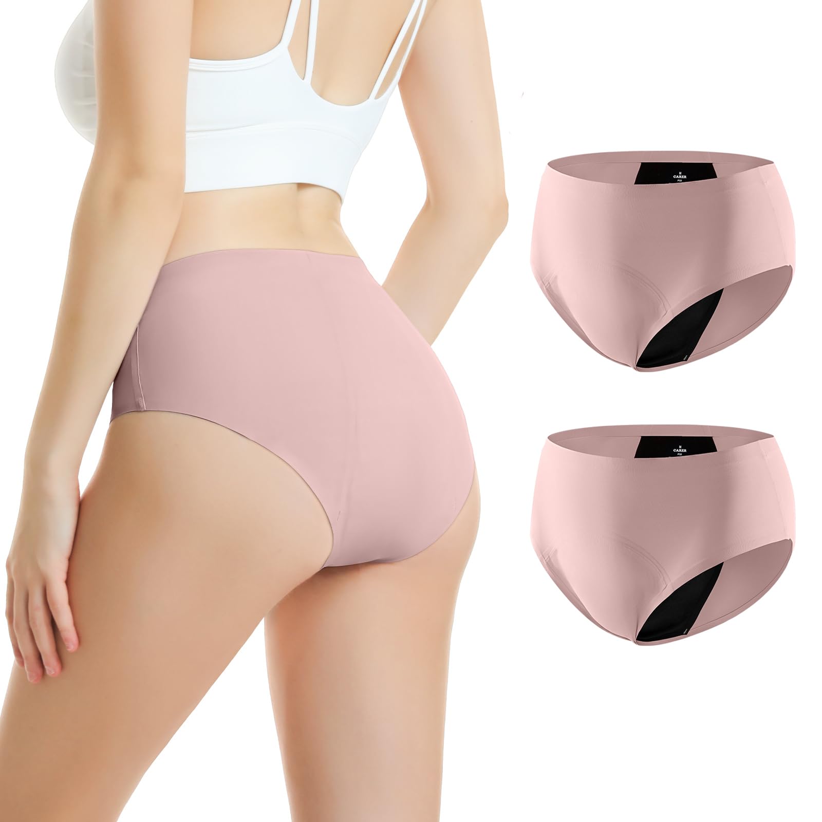 Carer Incontinence Underwear Women Leakproof Panties, 2 Pack, Pink, S | Washable Incontin…