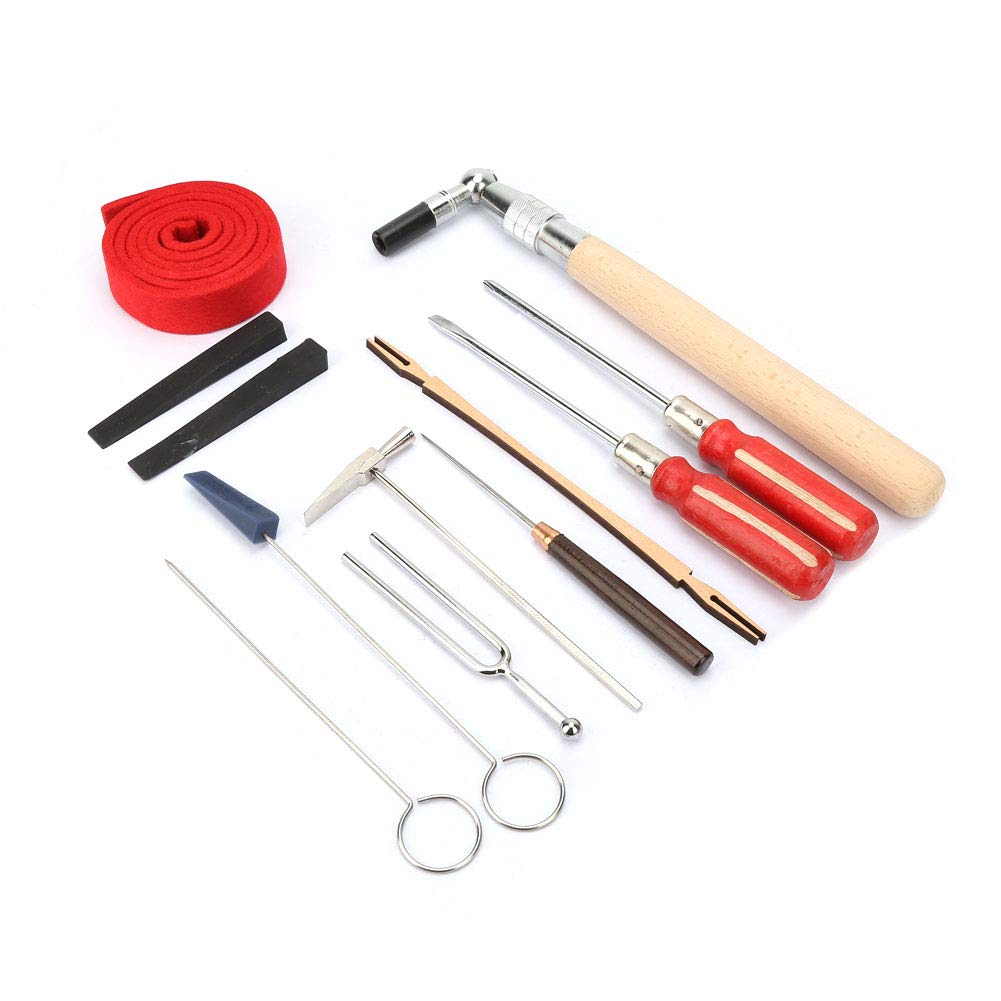 Kit di strumenti for accordatore di pianoforte, kit di accordatura professionale for pianoforte, 13 pezzi di strumenti for la manutenzione 'accordatura del pianoforte, tra cui cacciavite, chiave, mart